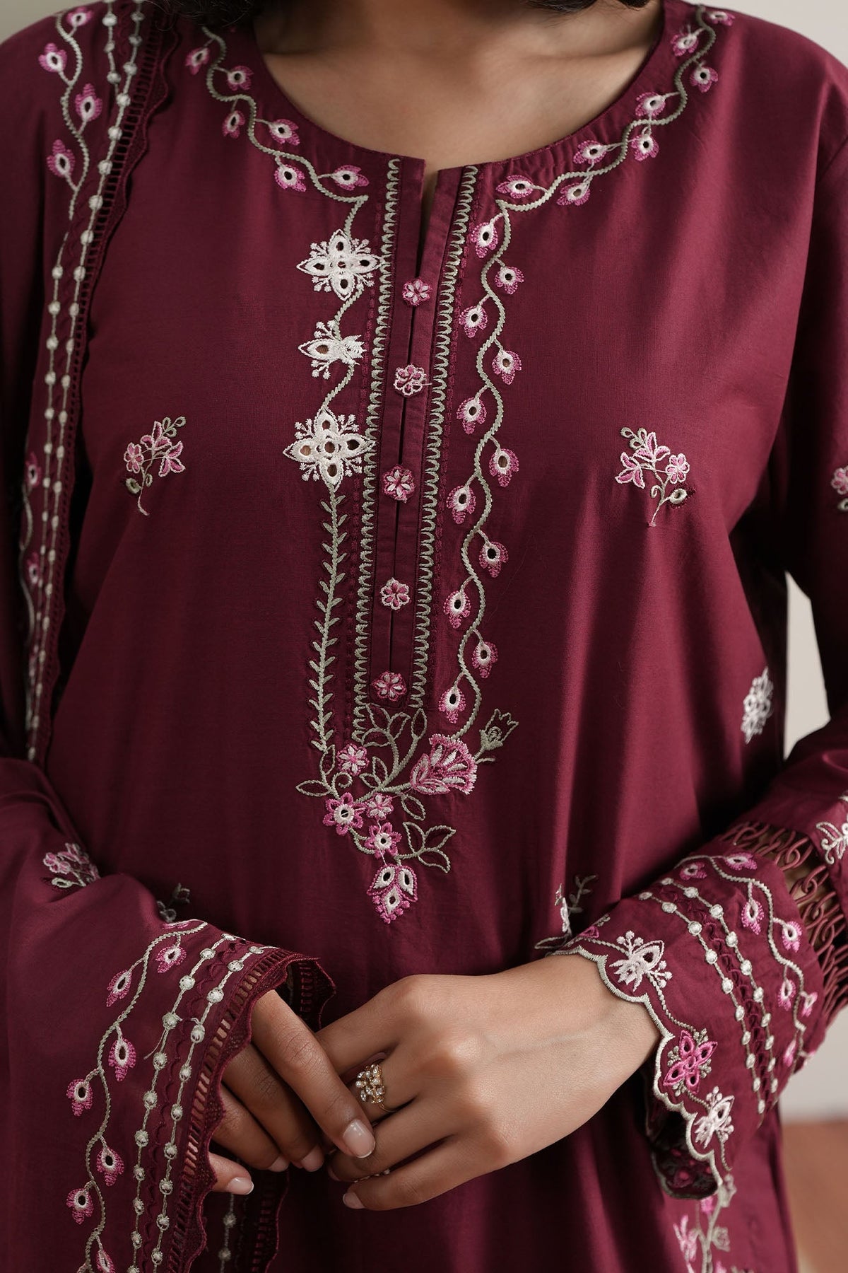Cross Stitch | Mahiri Embroidered Collection 26 |CRIMSON - Luxury Dress - available at Maria Faisal in UK and USA.