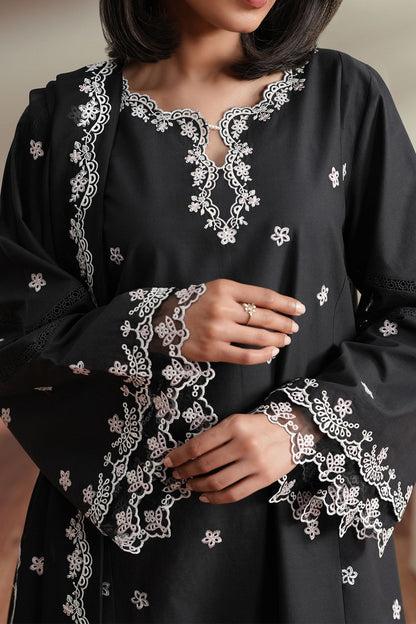 Cross Stitch | Mahiri Embroidered Collection 26 | NOIR CANVAS - Luxury Dress - available at Maria Faisal in UK and USA.