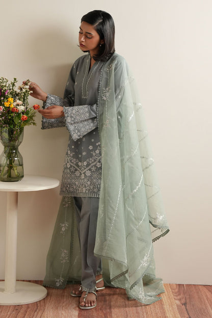 Cross Stitch | Mahiri Embroidered Collection 26 |AQUA REVERIE - Luxury Dress - available at Maria Faisal in UK and USA.