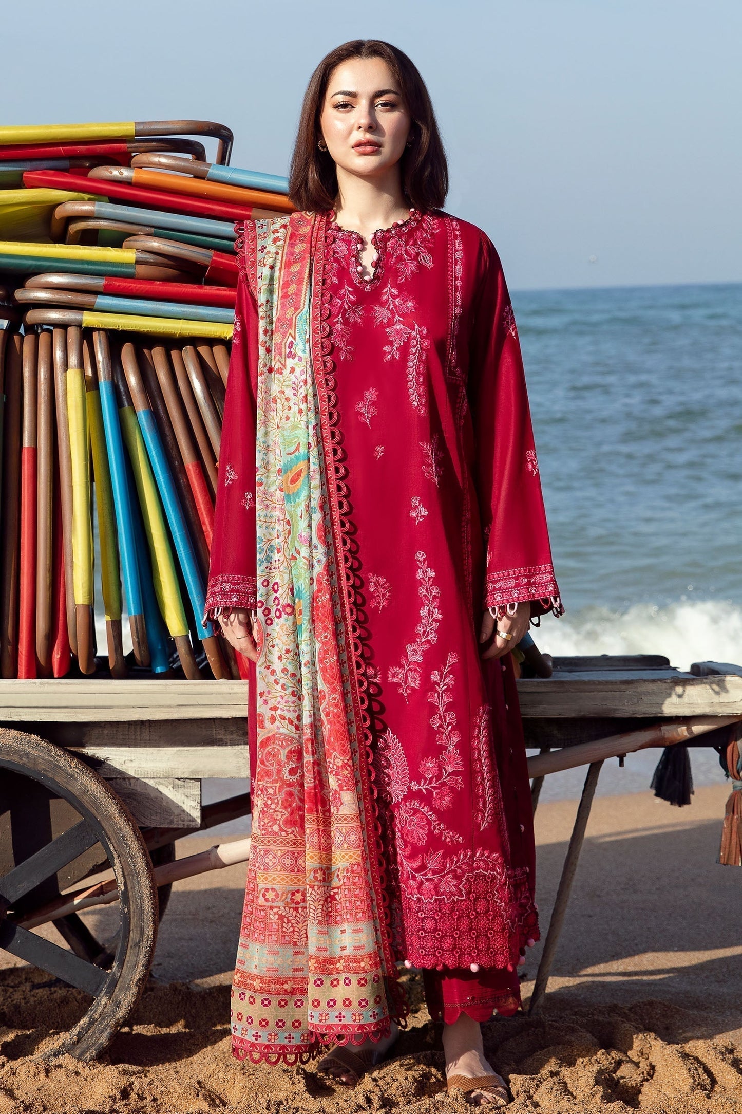 Zaha | Embroidered Lawn Collection | EIRA (ZL23-10 B) - Ladies Clothes - Maria Faisal