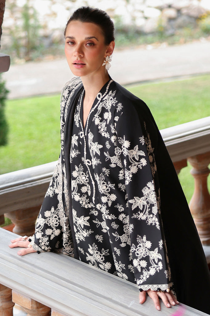 Cross Stitch | Eid Lawn Edit 26 |  OBSIDIAN BLOOM - Luxury Dress - available at Maria Faisal in UK and USA.