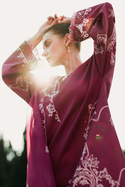Cross Stitch | Eid Lawn Edit 26 | PLUM ESSENCE - Luxury Dress - available at Maria Faisal in UK and USA.