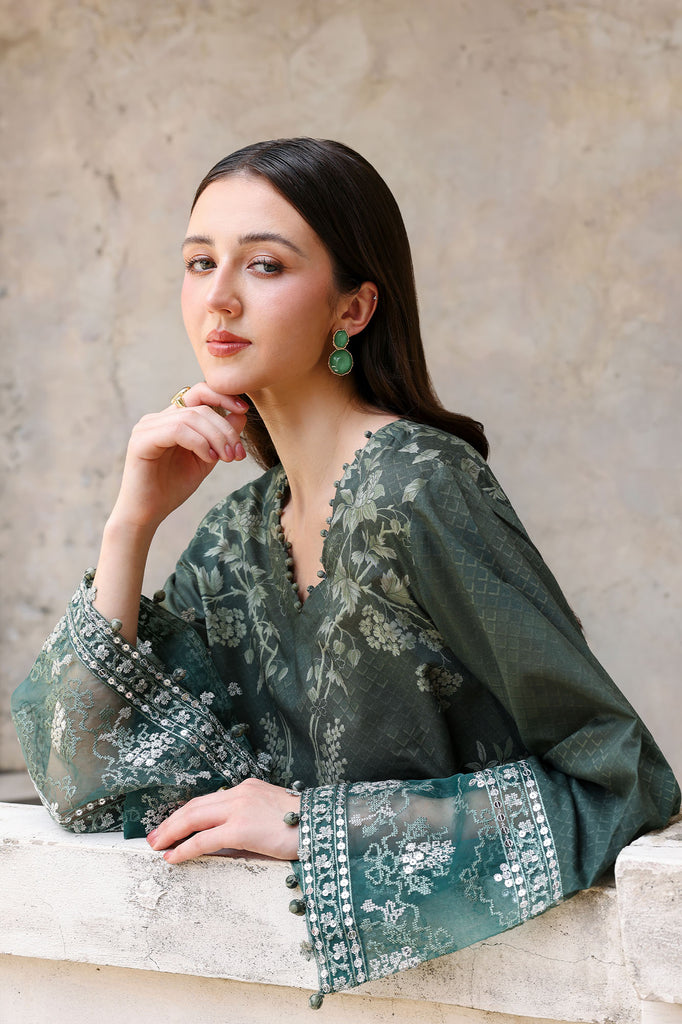 Cross Stitch | Eid Lawn Edit 26 | FOREST MUSE - Luxury Dress - available at Maria Faisal in UK and USA.