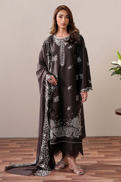 Cross Stitch | Mahiri Embroidered Collection 26 | SEAL BROWN - Luxury Dress - available at Maria Faisal in UK and USA.