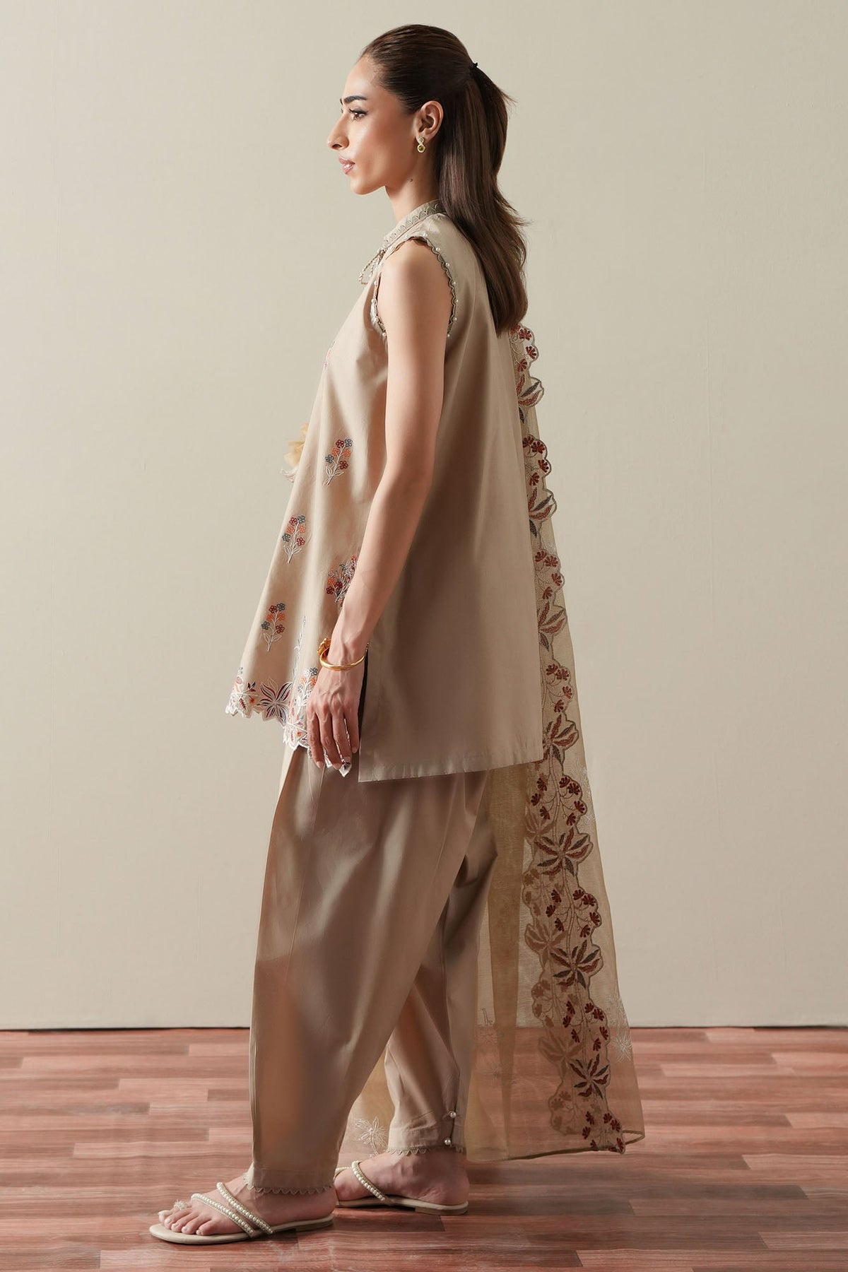 Cross Stitch | Mahiri Embroidered Collection 26 |DUSTY SAGE - Luxury Dress - available at Maria Faisal in UK and USA.