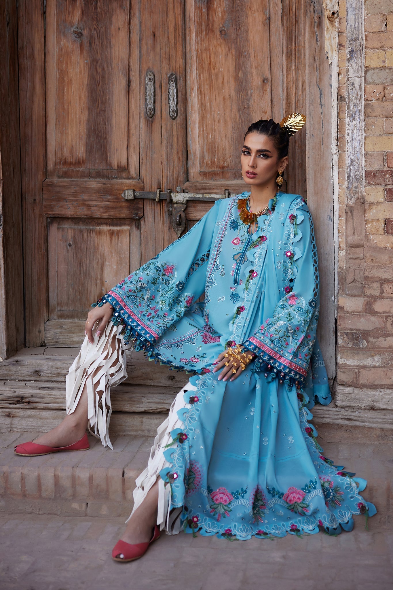 Elan | Luxury Lawn 25 | ISLA BLEU (EL25-11 A) - Ladies Clothes - Maria Faisal