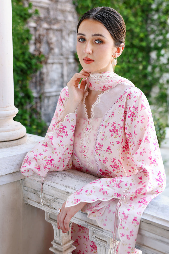 Cross Stitch | Eid Lawn Edit 26 | PEACH SPRINKLE - Luxury Dress - available at Maria Faisal in UK and USA.