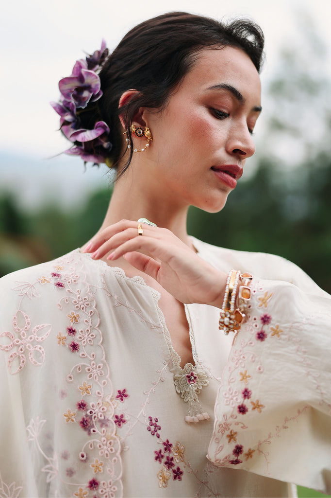 Cross Stitch | Eid Lawn Edit 26 | CARAMEL CREAM - Luxury Dress - available at Maria Faisal in UK and USA.