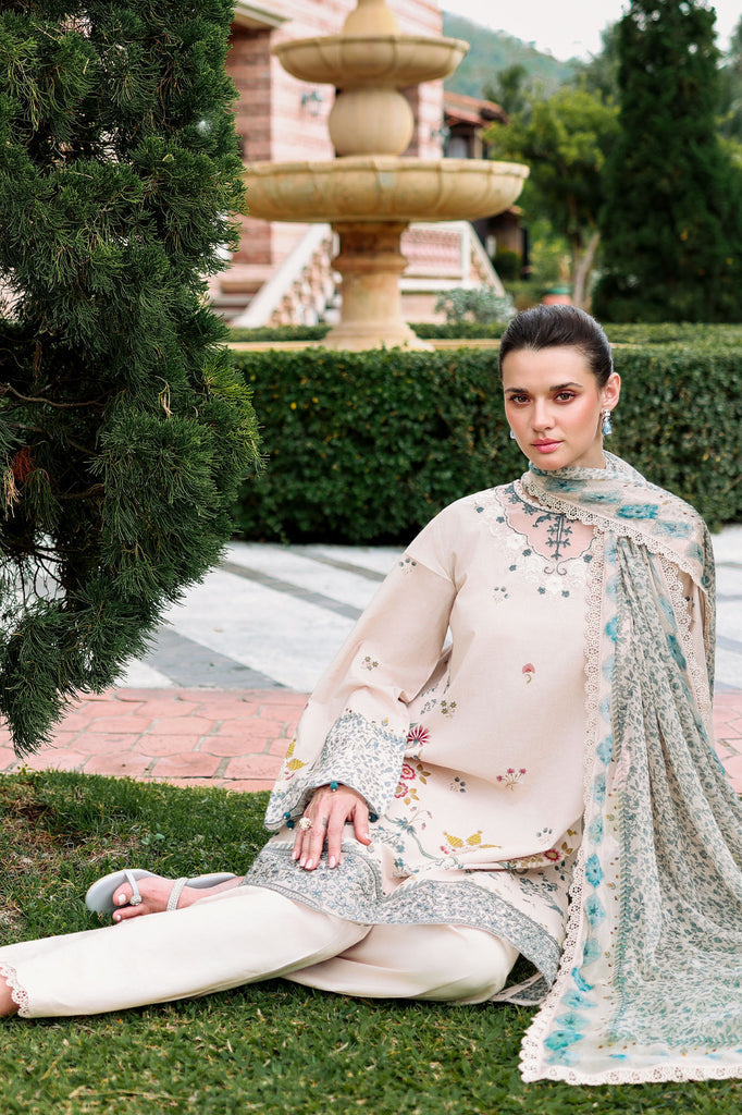 Cross Stitch | Eid Lawn Edit 26 | SUBTLE BEIGE - Luxury Dress - available at Maria Faisal in UK and USA.