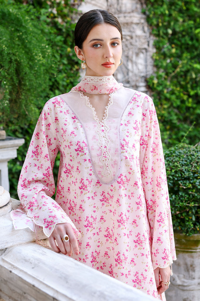 Cross Stitch | Eid Lawn Edit 26 | PEACH SPRINKLE - Luxury Dress - available at Maria Faisal in UK and USA.