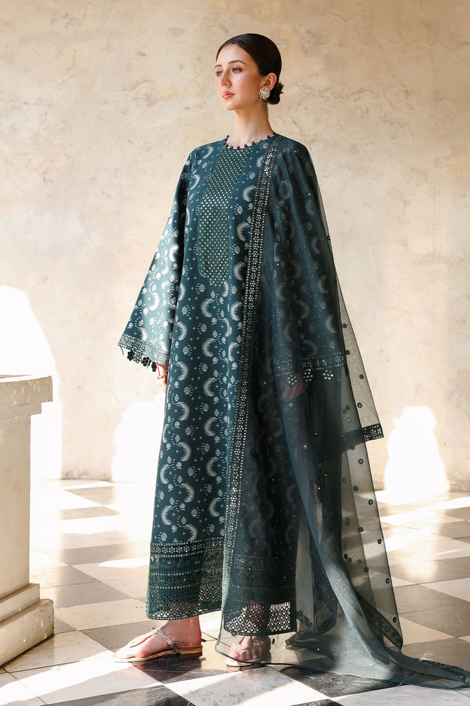 Cross Stitch | Eid Lawn Edit 26 |  TEAL SPRUCE - Bridal Dress - available at Maria Faisal in UK and USA.