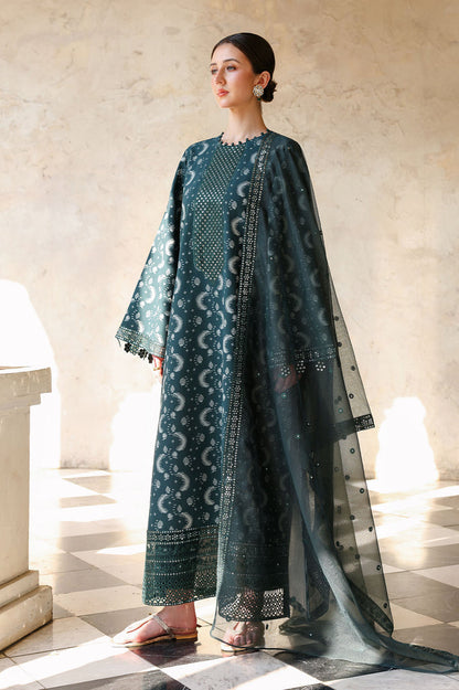 Cross Stitch | Eid Lawn Edit 26 |  TEAL SPRUCE - Bridal Dress - available at Maria Faisal in UK and USA.