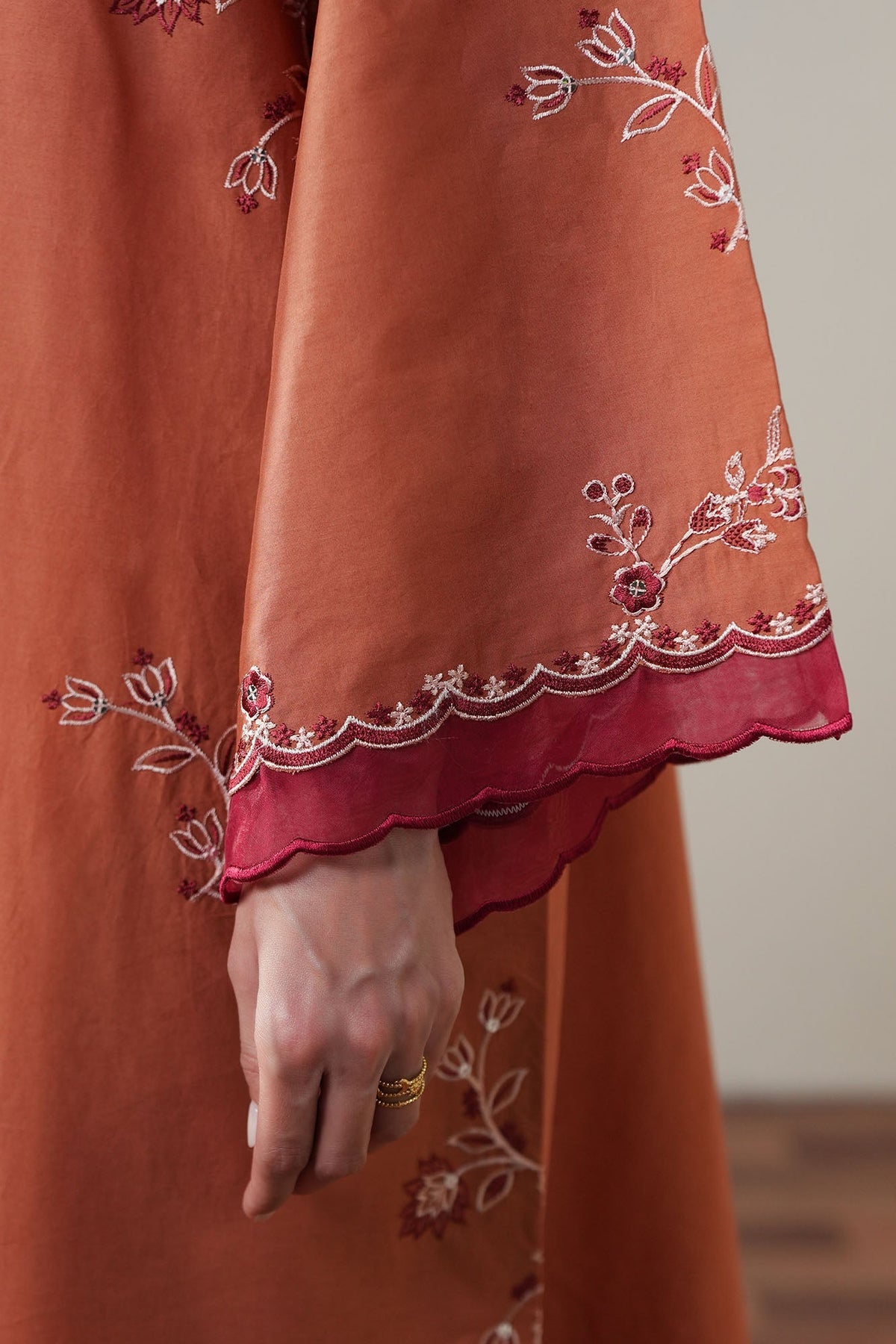 Cross Stitch | Mahiri Embroidered Collection 26 |SCARLET EMBER - Luxury Dress - available at Maria Faisal in UK and USA.
