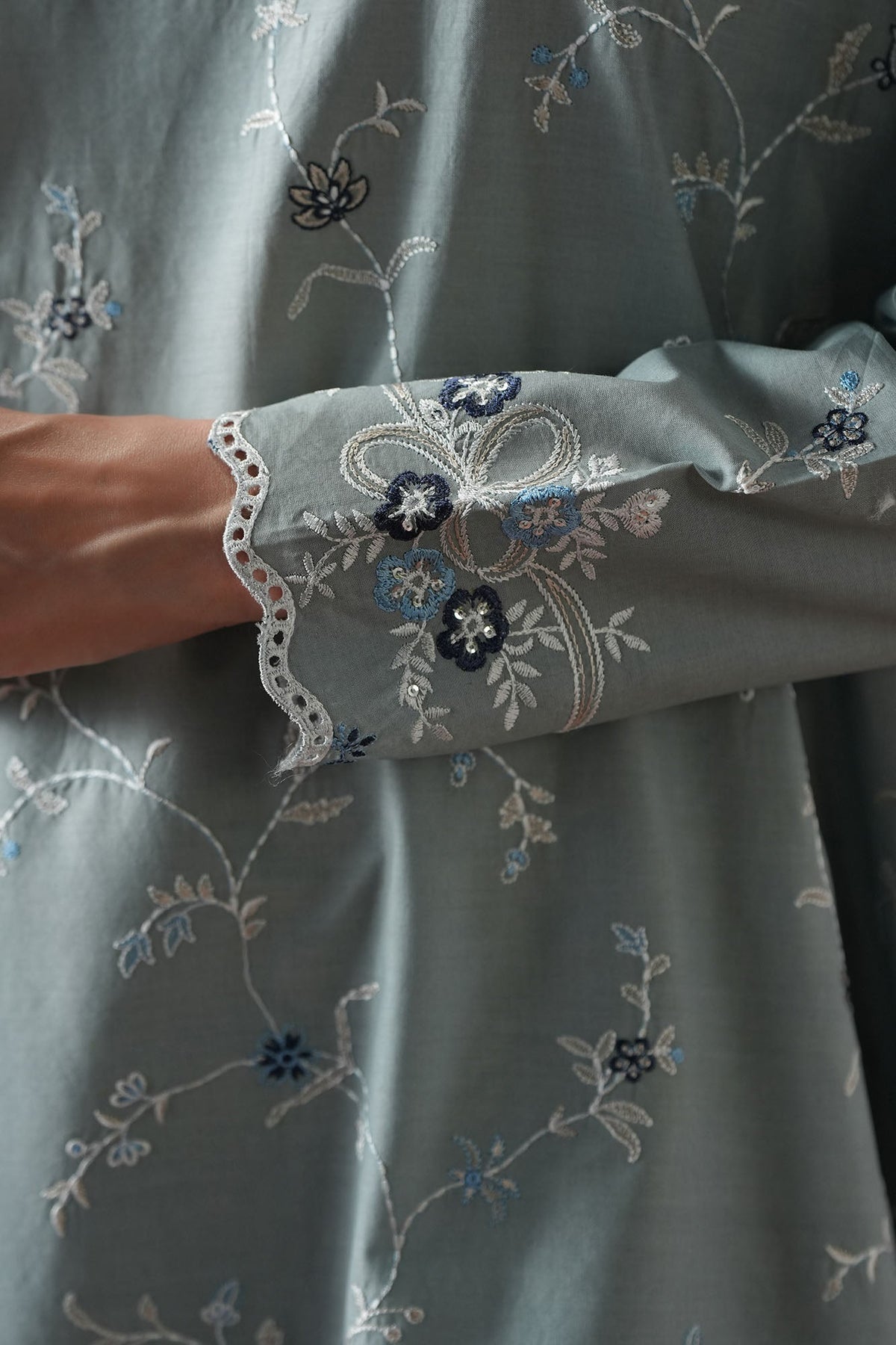 Cross Stitch | Mahiri Embroidered Collection 26 |AQUA SMOKE - Luxury Dress - available at Maria Faisal in UK and USA.