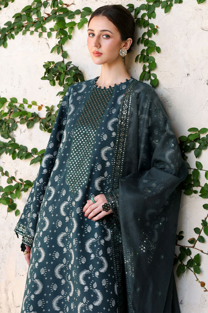 Cross Stitch | Eid Lawn Edit 26 |  TEAL SPRUCE - Bridal Dress - available at Maria Faisal in UK and USA.