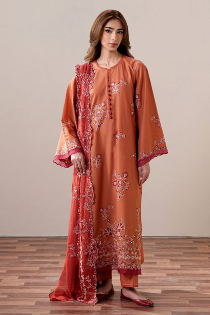 Cross Stitch | Mahiri Embroidered Collection 26 |SCARLET EMBER - Luxury Dress - available at Maria Faisal in UK and USA.
