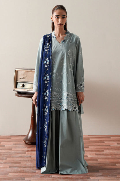 Cross Stitch | Mahiri Embroidered Collection 26 |AQUA SMOKE - Luxury Dress - available at Maria Faisal in UK and USA.