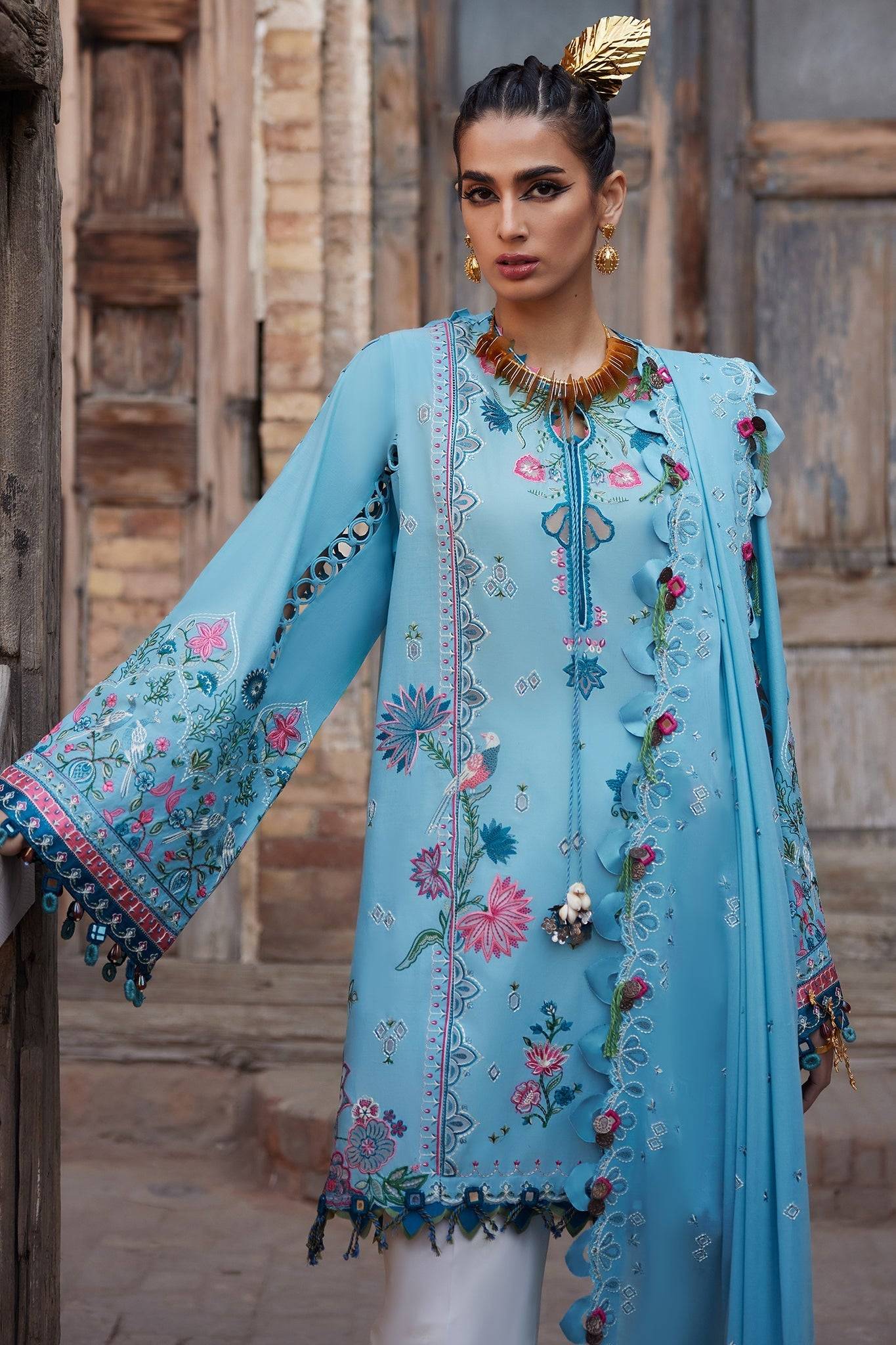 Elan | Luxury Lawn 25 | ISLA BLEU (EL25-11 A) by Maria Faisal - Registered Vendor of : Elan - type : Ladies Clothes - 100% original wedding dresses