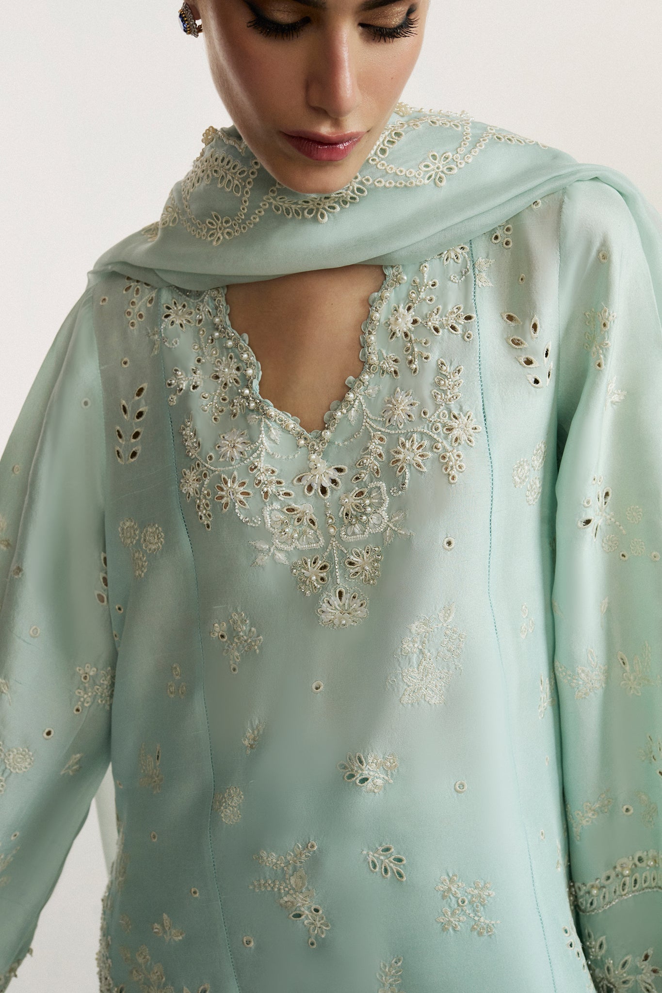 Elan | Vital Ornee | BLEU SERENITE (EV-21359) - Formal Dress - available at Maria Faisal in UK and USA.