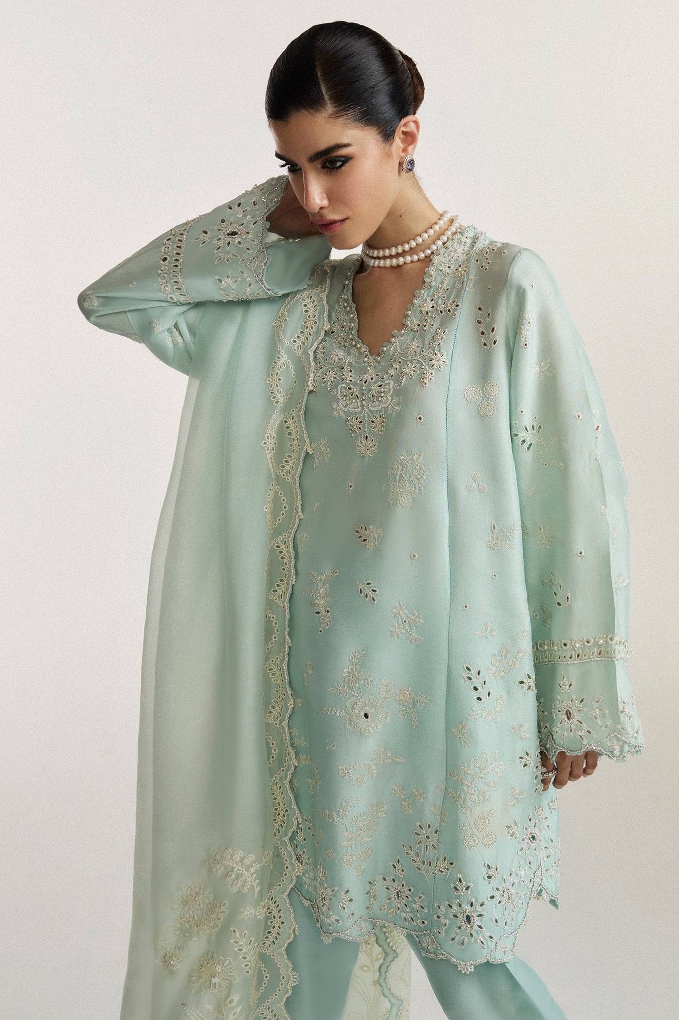 Elan | Vital Ornee | BLEU SERENITE (EV-21359) - Formal Dress - available at Maria Faisal in UK and USA.