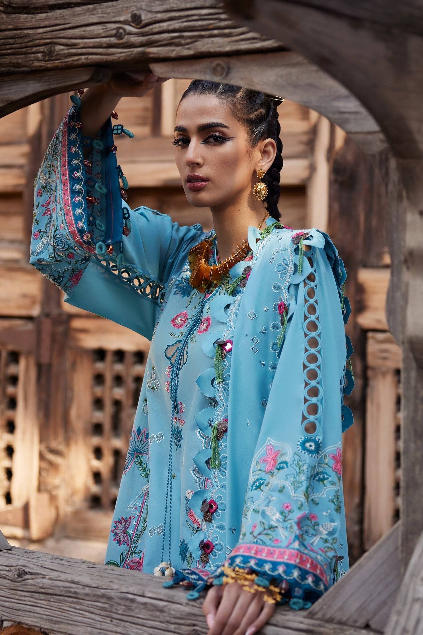 Elan | Luxury Lawn 25 | ISLA BLEU (EL25-11 A) by Maria Faisal - Registered Vendor of : Elan - type : Ladies Clothes - 100% original wedding dresses