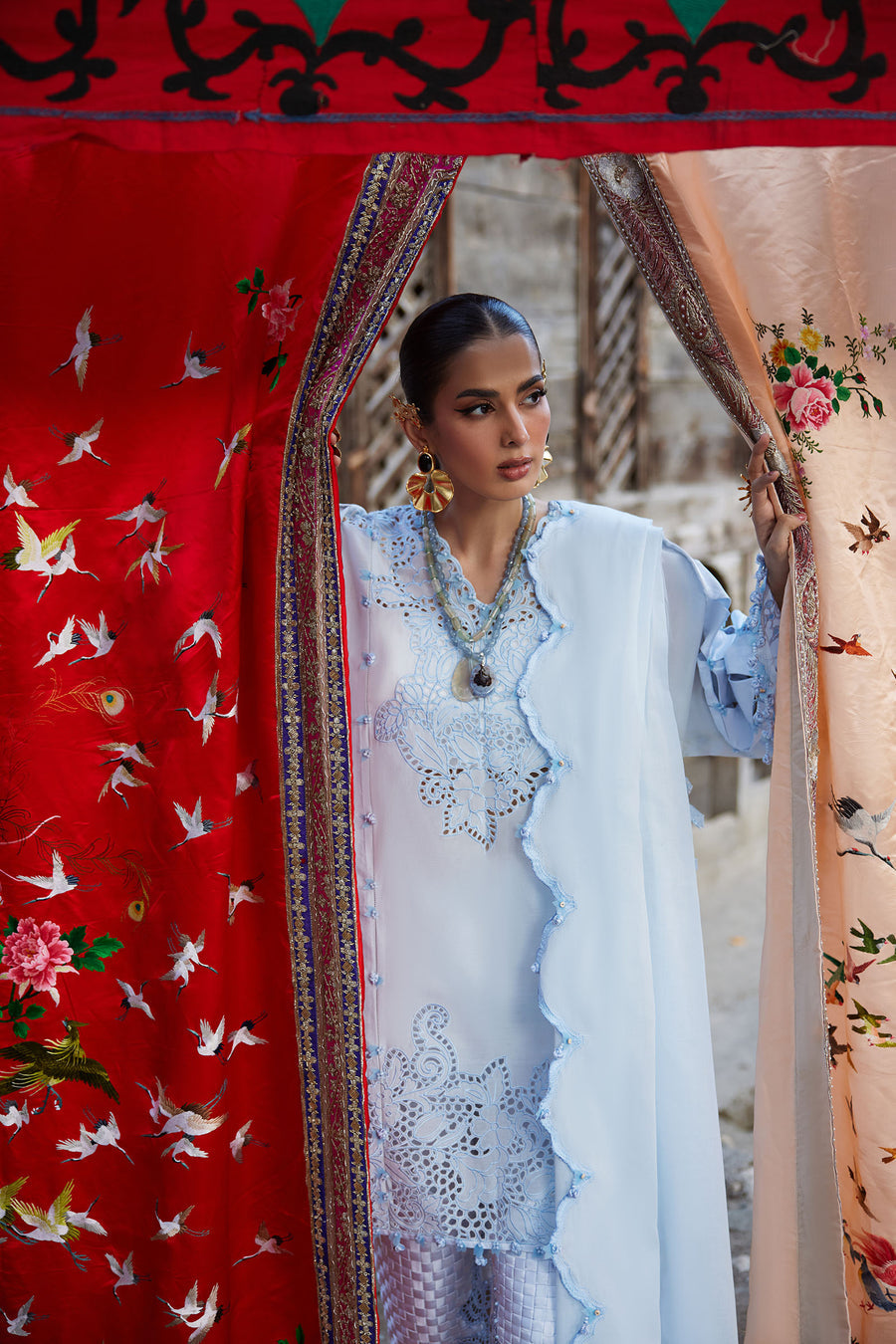 Elan | Kashmee Legacy Lawn 26 |BRUMINE (EL26-02 A) - Luxury Dress - available at Maria Faisal in UK and USA.