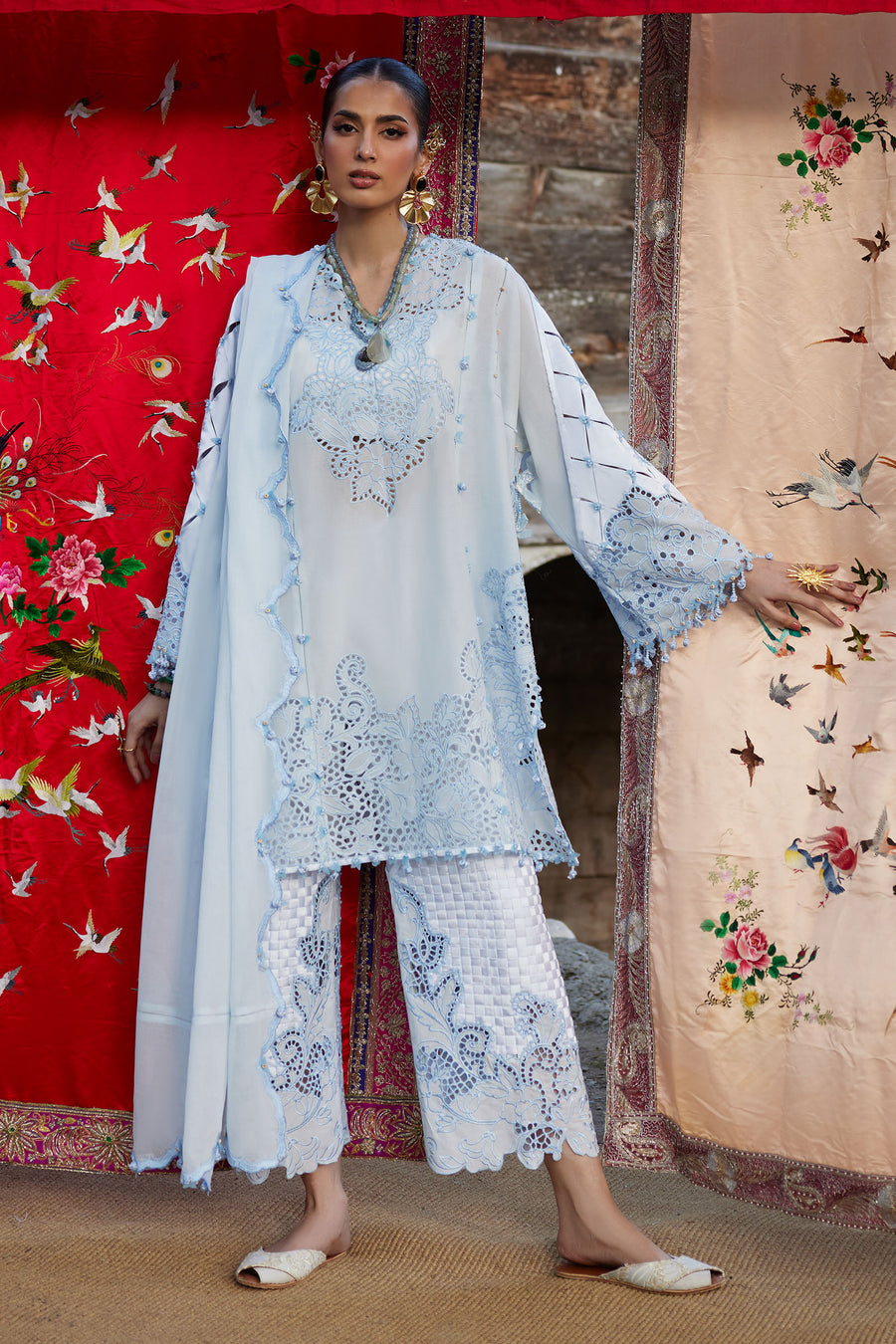 Elan | Kashmee Legacy Lawn 26 |BRUMINE (EL26-02 A) - Luxury Dress - available at Maria Faisal in UK and USA.