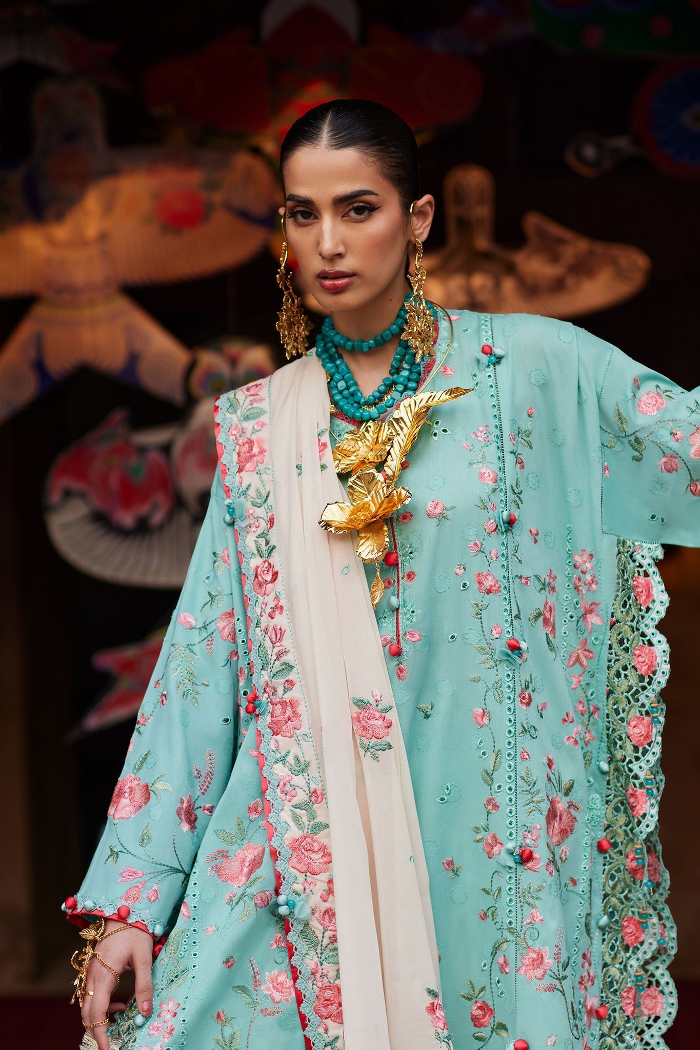 Elan | Kashmee Legacy Lawn 26 |GULRAAZ (EL26-08 B) - Luxury Dress - available at Maria Faisal in UK and USA.