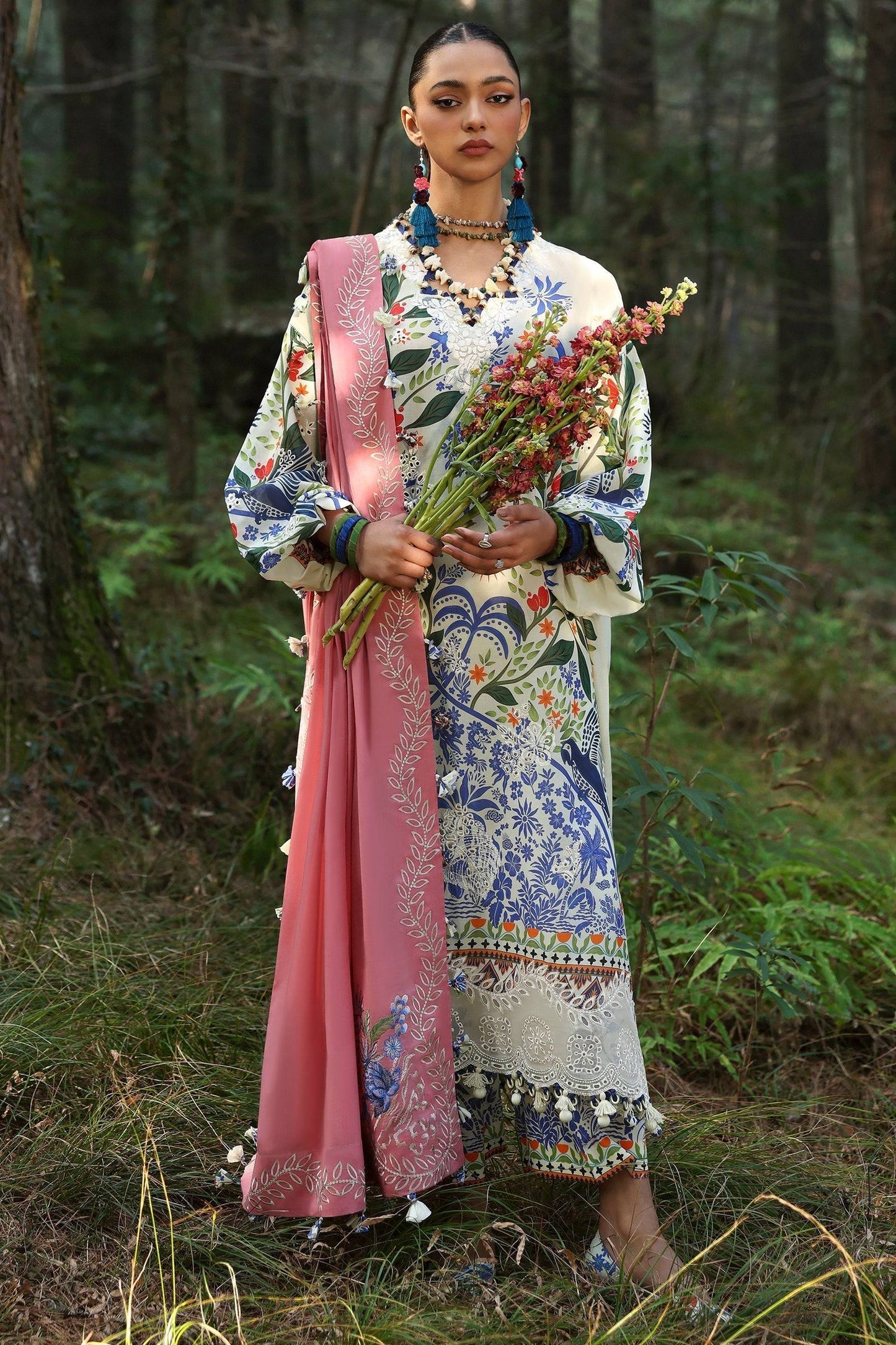 Zaha | Lawn 25 | WHITE SOLANA (ZL25-03 B) by Maria Faisal - Registered Vendor of : Zaha - type : Ladies Clothes - 100% original wedding dresses