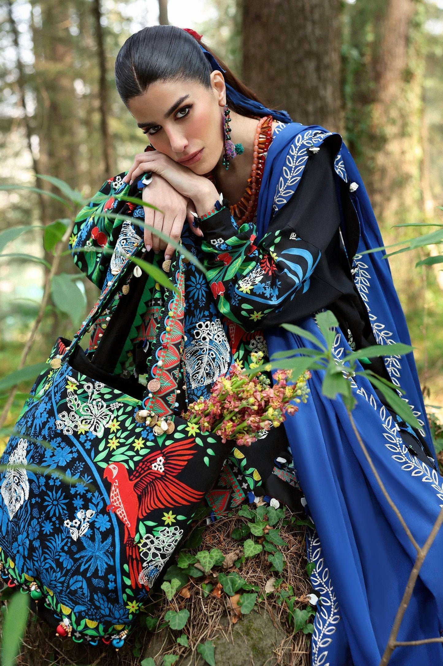 Zaha | Lawn 25 | BLACK SOLANA (ZL25-03 A) by Maria Faisal - Registered Vendor of : Zaha - type : Ladies Clothes - 100% original wedding dresses