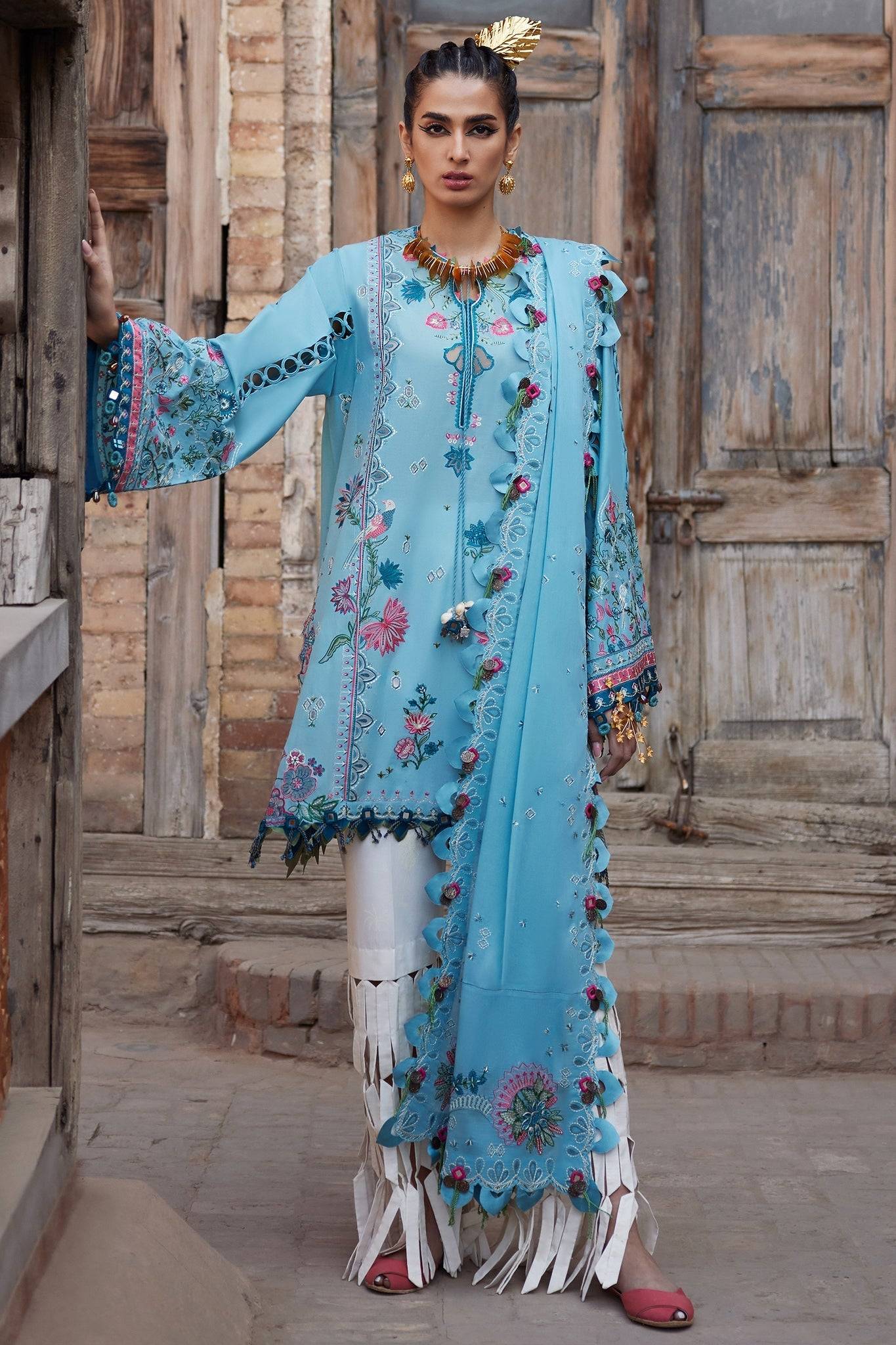 Elan | Luxury Lawn 25 | ISLA BLEU (EL25-11 A) by Maria Faisal - Registered Vendor of : Elan - type : Ladies Clothes - 100% original wedding dresses