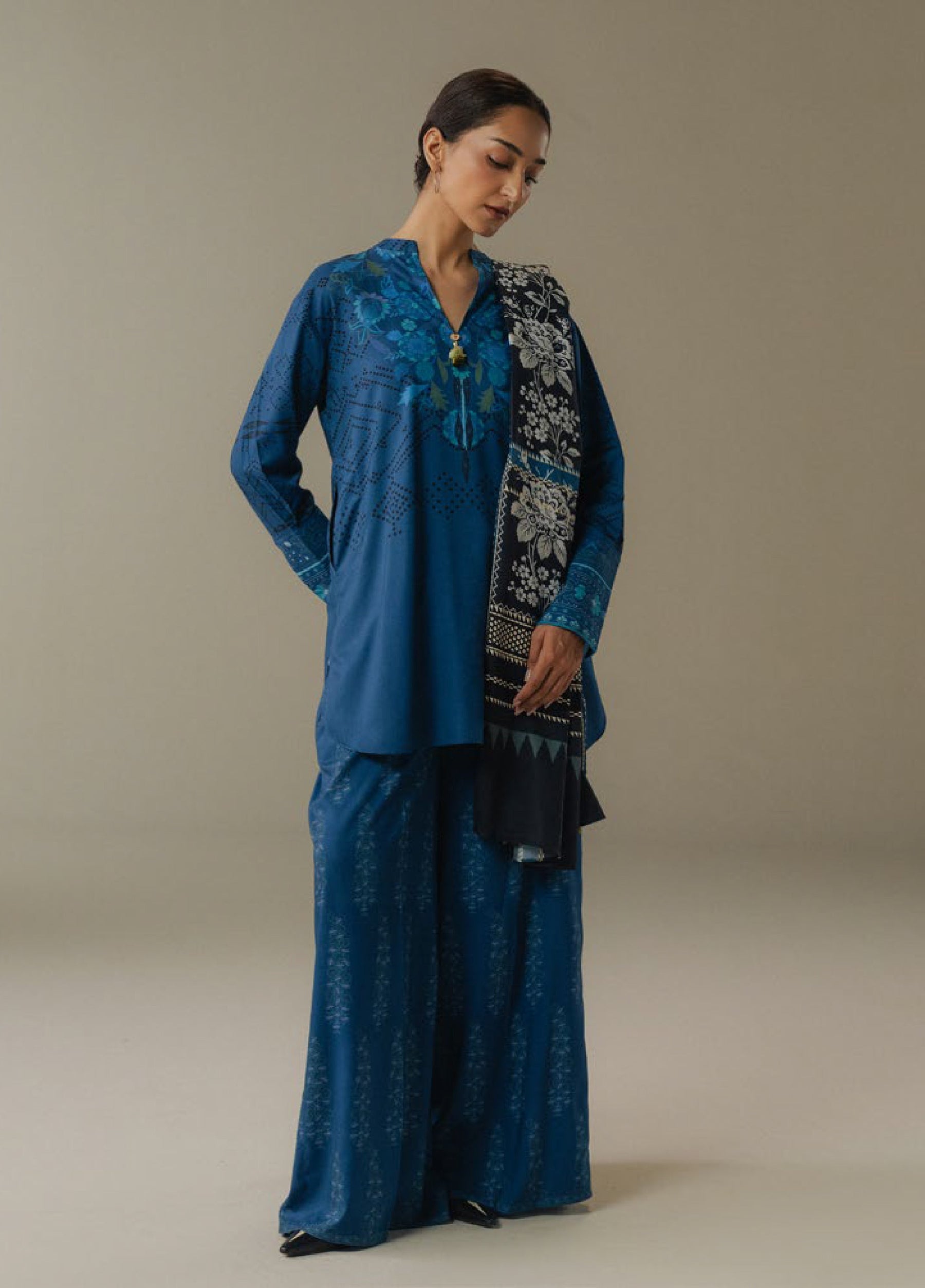 Zara Shahjahan | Coco Prints 25 |Terracotta Sky-9B - Casual Dress - available at Maria Faisal in UK and USA.