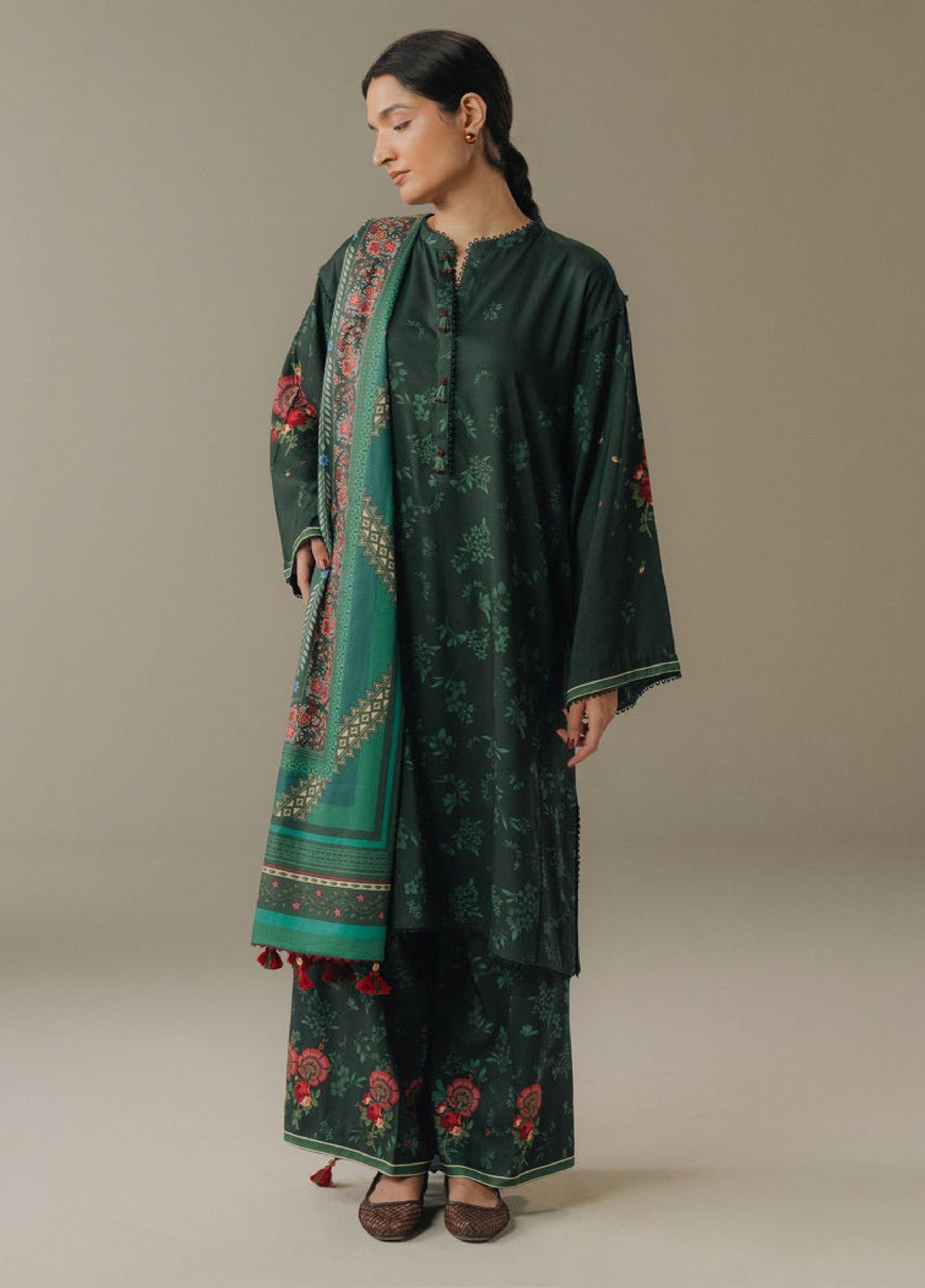 Zara Shahjahan | Coco Prints 25 | Wild Fern-2A - Casual Dress - available at Maria Faisal in UK and USA.