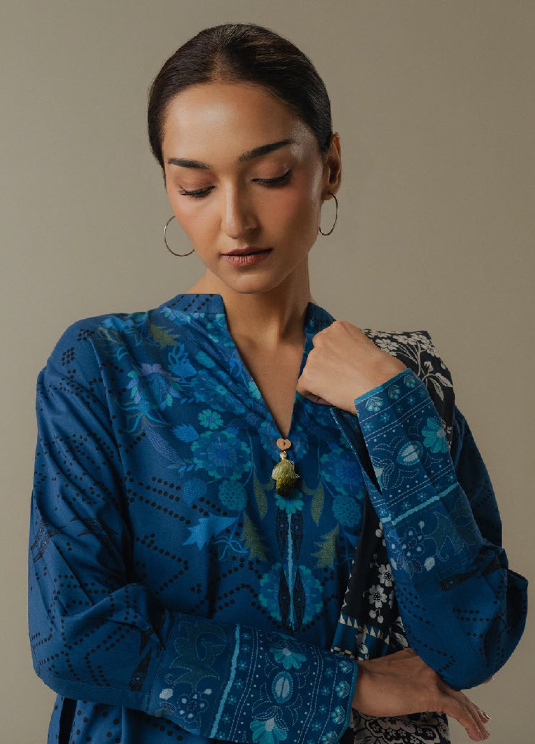 Zara Shahjahan | Coco Prints 25 |Terracotta Sky-9B - Casual Dress - available at Maria Faisal in UK and USA.