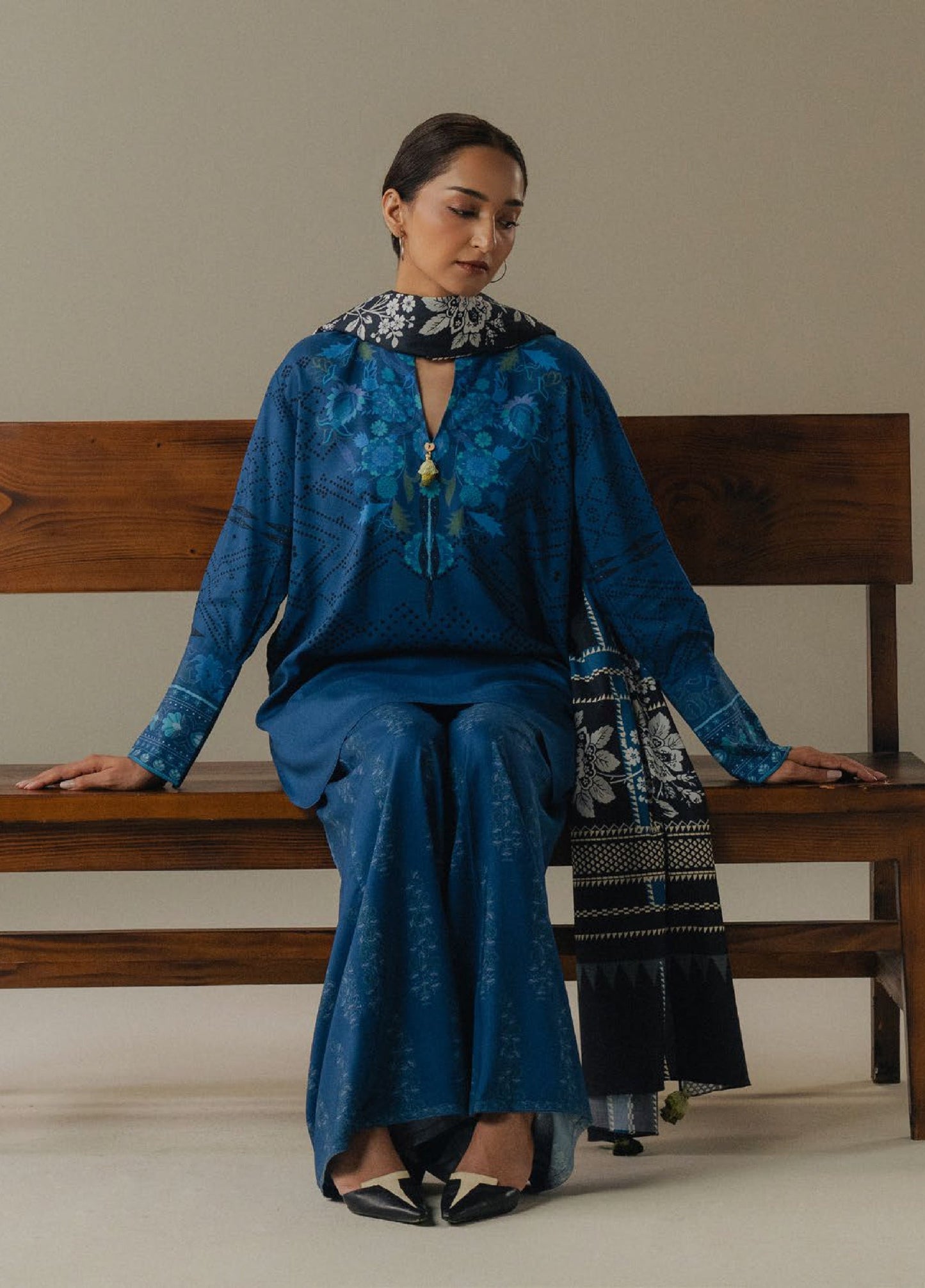 Zara Shahjahan | Coco Prints 25 |Terracotta Sky-9B - Casual Dress - available at Maria Faisal in UK and USA.