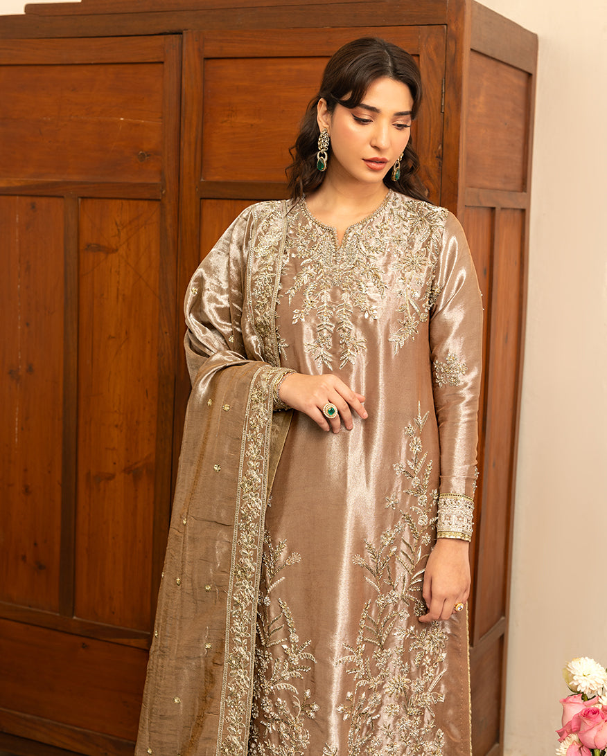 Mushq | Sunehri Lama Silk | Uswah - Formal Dress - available at Maria Faisal in UK and USA.