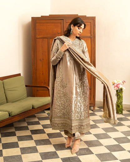 Mushq | Sunehri Lama Silk | Uswah - Formal Dress - available at Maria Faisal in UK and USA.