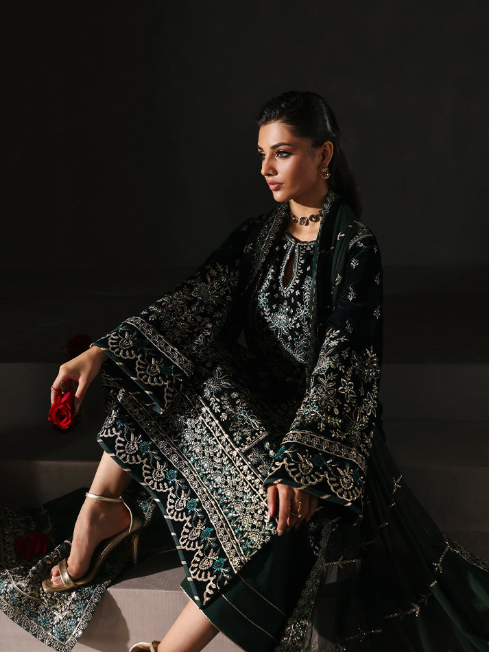Gulaal | Marais Velvet | EVANA - Formal Dress - available at Maria Faisal in UK and USA.