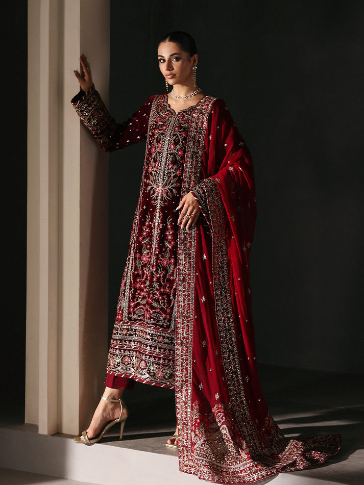 Gulaal | Marais Velvet | VELA - Formal Dress - available at Maria Faisal in UK and USA.
