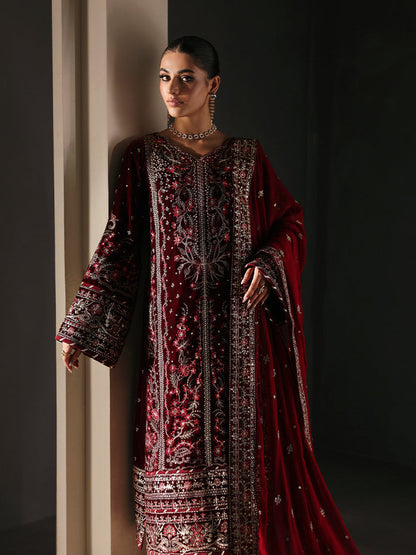 Gulaal | Marais Velvet | VELA - Formal Dress - available at Maria Faisal in UK and USA.