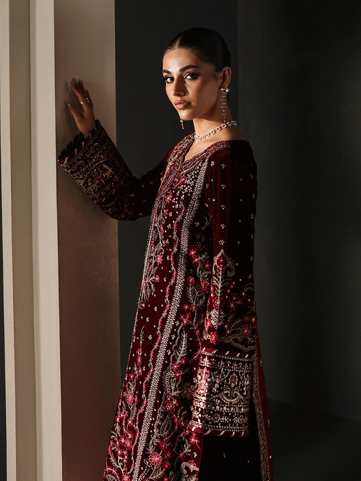 Gulaal | Marais Velvet | VELA - Formal Dress - available at Maria Faisal in UK and USA.