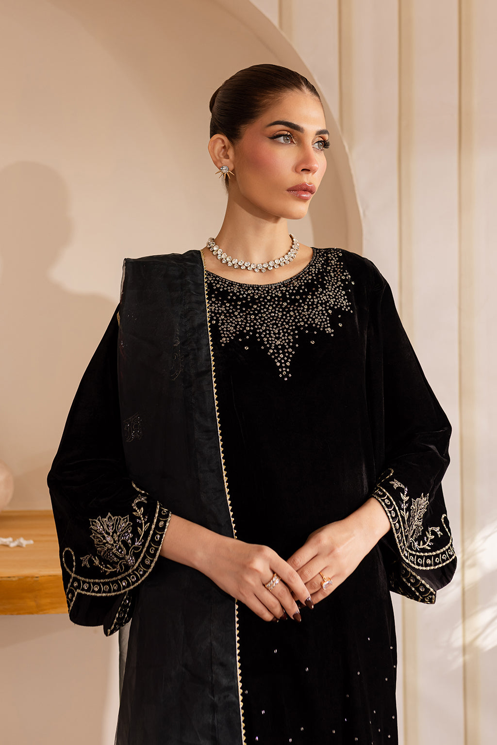 Vanya | Velvet Formals 24 |  KV-51 - Designer Dress with Intricate embroidery and embellishments. Shop elegent wedding dress at Maria Faisal.