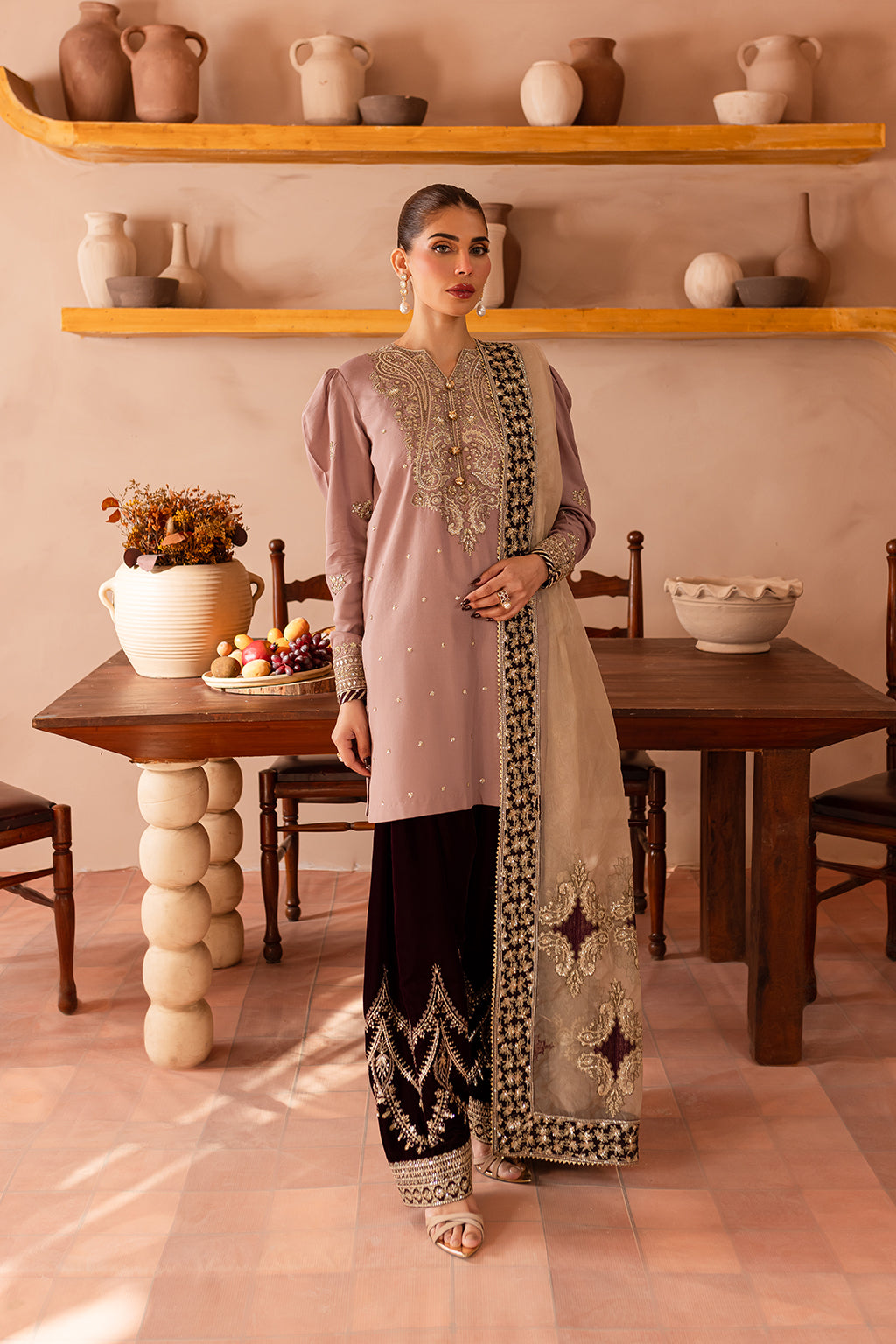 Vanya | Velvet Formals 24 |  KV-56 - Designer Dress with Intricate embroidery and embellishments. Shop elegent wedding dress at Maria Faisal.