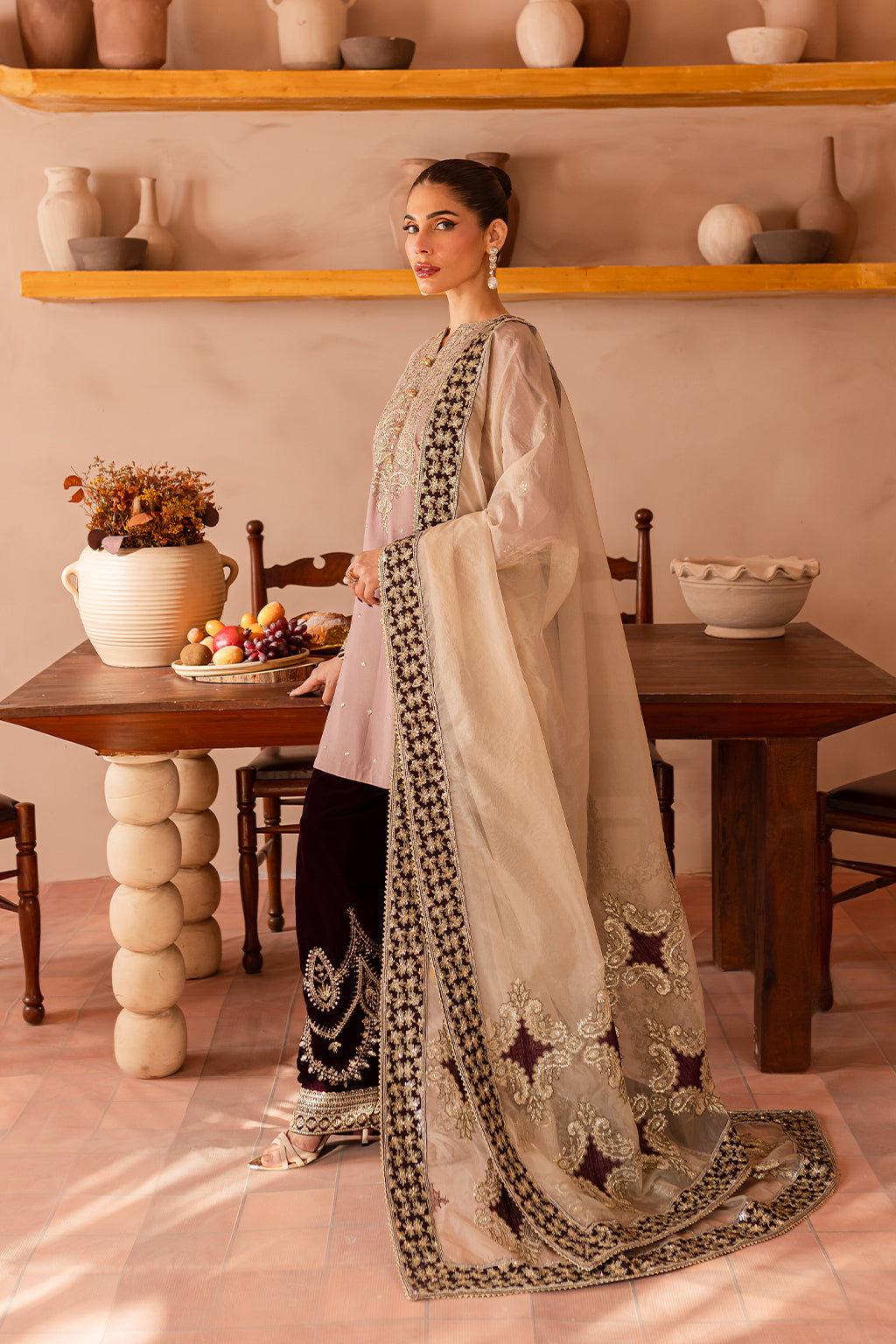 Vanya | Velvet Formals 24 |  KV-56 - Designer Dress with Intricate embroidery and embellishments. Shop elegent wedding dress at Maria Faisal.