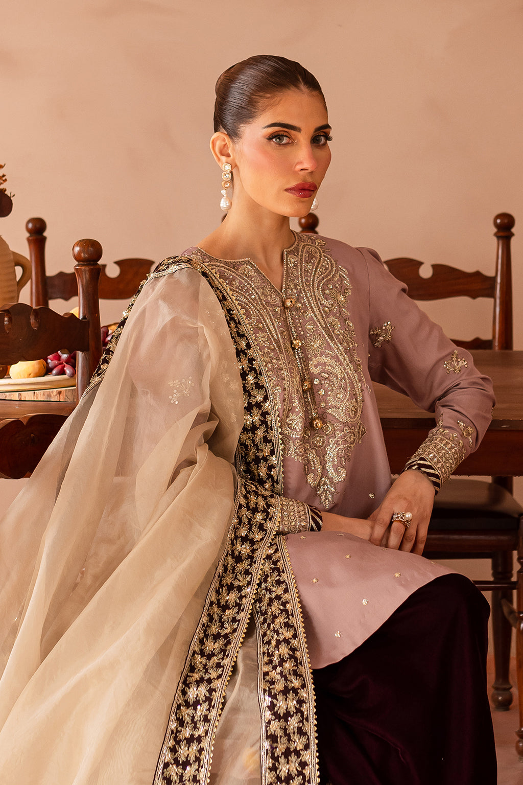 Vanya | Velvet Formals 24 |  KV-56 - Designer Dress with Intricate embroidery and embellishments. Shop elegent wedding dress at Maria Faisal.