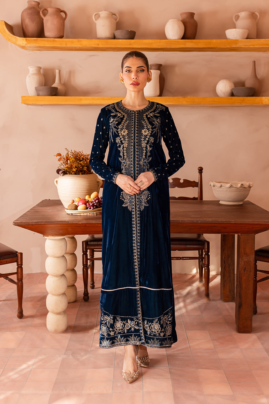 Vanya | Velvet Formals 24 |  KV-54 - Designer Dress with Intricate embroidery and embellishments. Shop elegent wedding dress at Maria Faisal.