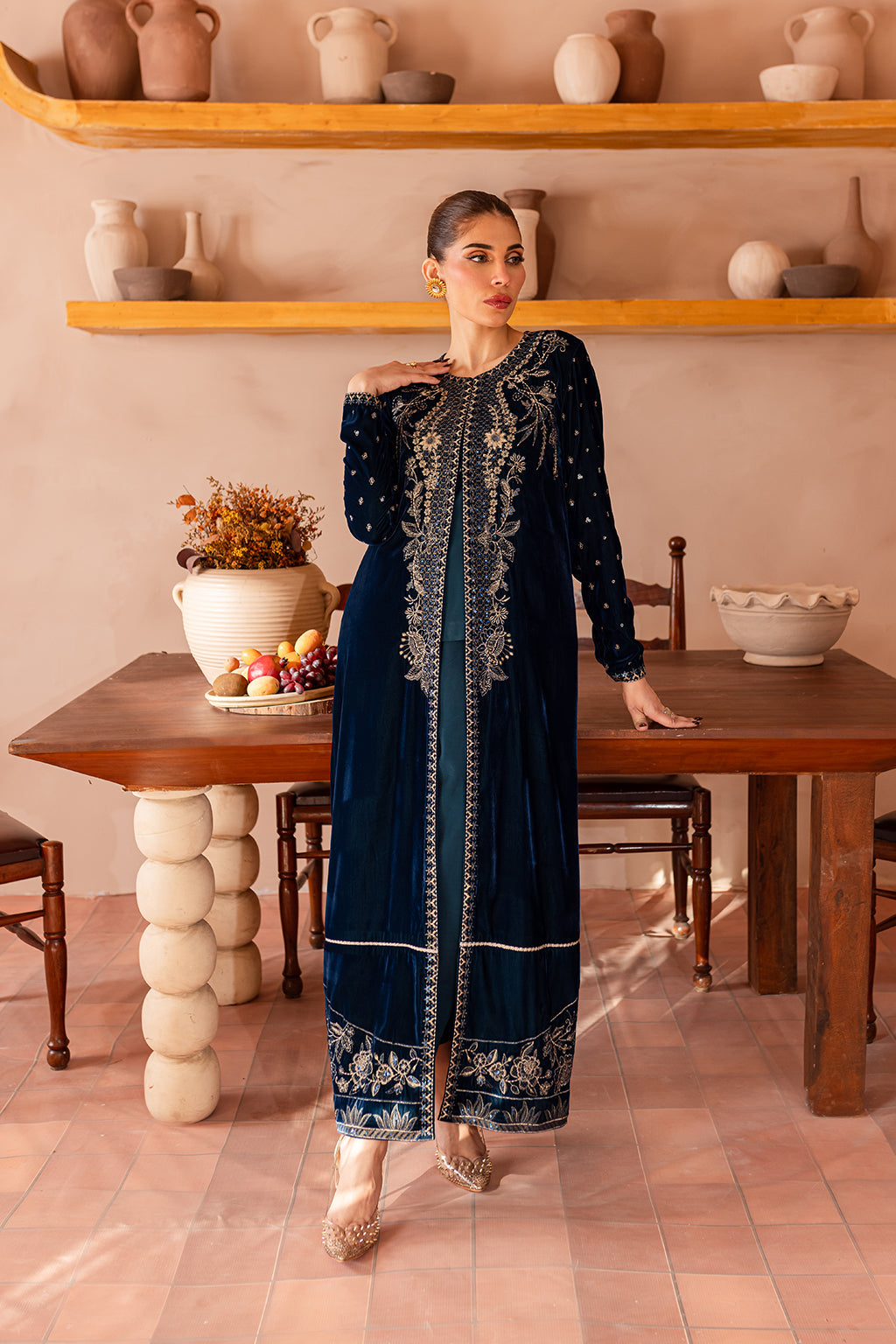 Vanya | Velvet Formals 24 |  KV-54 - Designer Dress with Intricate embroidery and embellishments. Shop elegent wedding dress at Maria Faisal.