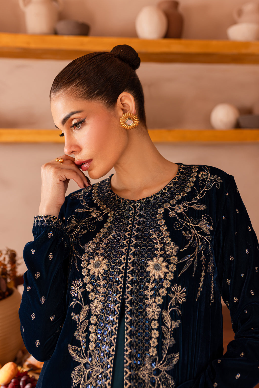 Vanya | Velvet Formals 24 |  KV-54 - Designer Dress with Intricate embroidery and embellishments. Shop elegent wedding dress at Maria Faisal.