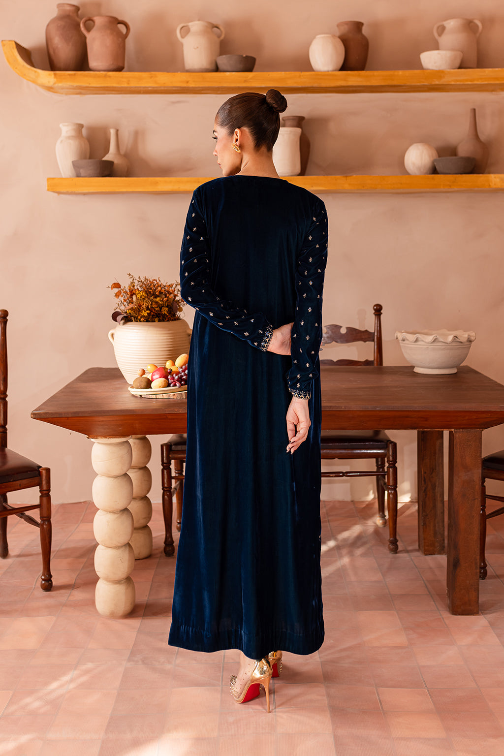 Vanya | Velvet Formals 24 |  KV-54 - Designer Dress with Intricate embroidery and embellishments. Shop elegent wedding dress at Maria Faisal.