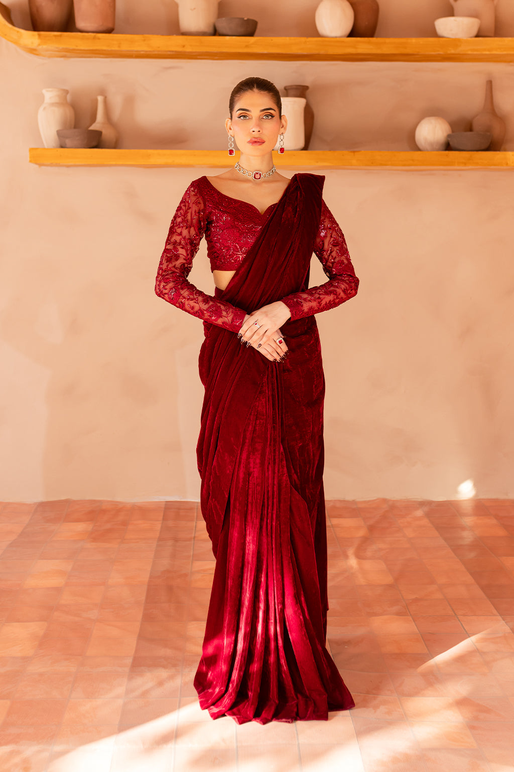 Vanya | Velvet Formals 24 | KV-55 - Designer Dress with Intricate embroidery and embellishments. Shop elegent wedding dress at Maria Faisal.